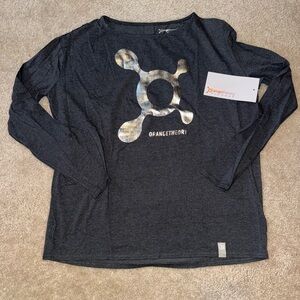 Orangetheory Women’s Long Sleeve Shirt - Dark Gray Foil Splat Shirt - Small